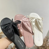 KYLETHOMASW  -  New Women Elegant Casual Bow Flat Sandals Soft Sole Open Toe Slip on Beach Outdoor Daily Wear Slippers Household Goods