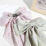 Kylethomasw New Women Fashion Hairpins Silk Ribbon Bowknot Hair Clips Girl Printed Floral Stain Headwear Barrettes Hair Accessories