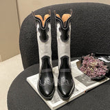 KYLETHOMASW  -  New women short boots  Autumn shoes for ladies pointed toe heels boots outdoor