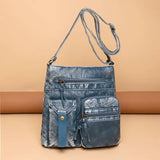 KYLETHOMASW  -  Retro Multi Pocket Soft Leather Crossbody Bag Women Large Capacity Shoulder Messenger Bags Ladies Casual Lightweight Mom Bag New