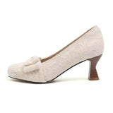 KYLETHOMASW  -  High-end French-style White Lace Chunky Heel Mary Jane Shoes for Women with Bowknot, Round-toe High Heels, Women's Single Shoes