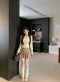 KYLETHOMASW  -  French Apricot Double-layer Lapel Long-sleeved Shirt for Women in Autumn Lace Fitted Waist Shirt