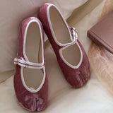 KYLETHOMASW  -  Fashion belvet split toe women ballet flats buckle strap pumps
