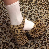 KYLETHOMASW  -  Leopard Print Chunky Block Heel Faux Fur Platform Heels Round Toe Ankle Strap Detail Playful Edgy Cute Footwear for Party Looks