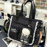 KYLETHOMASW  -  Lace Polka Dot Ita Bag Underarm Shoulder Bags Sweet Student Bolsa Shopper Bolsas Feminina High Capaci Sac Femme Bolsos mujer