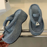 Kylethomasw Luxury Satin Crystalline Thick-soled Women Flip Flops Shoes Summer Open Toe Back Strap Casual Party Beach Women's Sandals