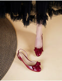 KYLETHOMASW  -  College Style Round Toe Butterfly Knot Decoration Flat Sandals Women Patent Leather Back Strap Muels Sandals Sandalias De Mujer