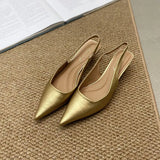 KYLETHOMASW  -  Fashion Low Heel Footwear Shallow Women Heeled Sandals Shoes Casual Female Pointed Toe Ladies Sandals Slip On Shoes Pumps