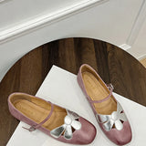 KYLETHOMASW  -  French-style sweet floral cut-out single buckle round-toe Mary Jane ballet flats for women, shallow single shoes
