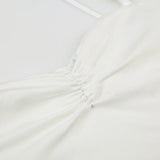 KYLETHOMASW  -  summer niche spicy girl pleated low neck bead camisole tank top, tight fitting elastic inner layer, solid color short top