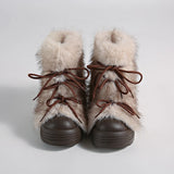KYLETHOMASW  -  Winter Furry Lace Up Women Snow Boots Concise Height Increase Shoes Female Thick Sole Warm Cotton Short Booties Zapatos De Muje