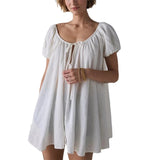 KYLETHOMASW  -  Women Summer Puff Sleeve Digital Floral Print Short Sleeve Round Neck Casual Dress Fashion 2025 New Arrival