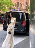 KYLETHOMASW  -  Women Elegant  Mermaid Dress Summer New Fashion Beige Vestidos Female Bodycon Dresses Prom Evening Party Fashion Clothing