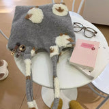 KYLETHOMASW  -  Japanese Kawaii Fluffy Casual Women Handbags All Match Simple Y2k Aesthetic Shoulder Bags Fashion Streetwear Travel Underarm Bag