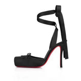 KYLETHOMASW  -  New Pig Nose Ballet High Heels for Women, Thin Heels, Shallow Mouth, Square Head, Bow Bow, and Baotou Sandals