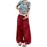 KYLETHOMASW  -  Loose American Style Red Trousers for Teenage Girls Casual Loose Fit Quick Dry Workwear Soldier Pants Men Women New Style