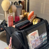 KYLETHOMASW  -  Pink Bowknot Nylon Vertical Makeup Bag Pencil Case Partitioned Bow Cosmetic Bag Waterproof Makeup Brush Storage