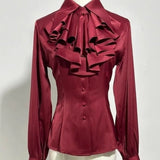 KYLETHOMASW  -  Spring Autumn Shirts&blouses Women Tops Ruffles Japanese Style Lolita Vintage Blusas Mujer Fashion Solid Elegant Camisas