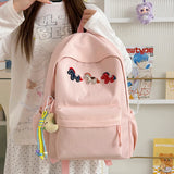 KYLETHOMASW  -  Kawaii Style Animal Embroidery Backpack Girls Multi Pocket Casual Outdoor Travel School Bag New Trend Book Back Packs