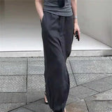 KYLETHOMASW  -  Grey High Waist Midi Skirt Women Summer Casual Loose Split Front A-Line Skirt Fashion Streetwear Faldas Elegant Long Jupe 237A