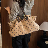KYLETHOMASW  -  Retro Soft Leather Polka Dot Pleated Tote Bag Women Solid Color Large Capacity Shoulder Bag Versatile Daily Commuting Bag New