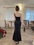 KYLETHOMASW  -  Elegant Sexy Long Evening Gown with Mesh Splice And Side Slit High Waist Bodycon Dress for Women Party Ball Celebration