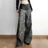 Kylethomasw  Classic Vintage All-match Casual Trendy Cool Youth Vitality Women's Patchwork Gender-free Wide Leg Pants Trousers