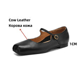 KYLETHOMASW  -  Womens Casual Flats Shoes Genuine Leather Mary Janle Shoes Moccasins Walking Lofers Shoes Females Retro Flats