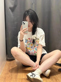 KYLETHOMASW  -  Japanese Fun Cartoon Graffiti Doll Printed Short Sleeve T-shirt Women Fresh College Style Sweet Spicy Ins Top