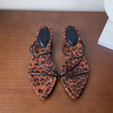 KYLETHOMASW  -  Summer Fashion Pointed Toe Women Heeled Slippers Shoes Shallow Ladies Low Heel Slippers Sandals Shoes Female Slides