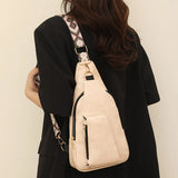 KYLETHOMASW  -  Retro PU Leather Satchel Bag Women's Solid Color Shoulder Bag Multi Pocket Casual Chest Bag Ladies All-Match Crossbody Bags