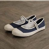 KYLETHOMASW  -  High Quality Women Canvas Mary Jane Shoes Flats Buckle Strap Round Toe Casual Daily Walking Shoes Ladies Vintage Canvas Sneakers
