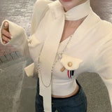 Kylethomasw Vintage V-neck Button Solid Color Casual Long Sleeve Cardigan Women Autumn New Korean Lace-Up Sexy Slim Knitted Crop Tops