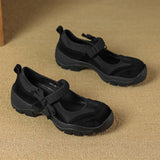 KYLETHOMASW  -  Matte Leather Mary Jane Sports Casual Shoes Women Thick Bottom Strap Brown Simple Laced Low Cut Single Shoes Leisure Footwear