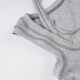 KYLETHOMASW  -  Basic Solid Color Double-layer Stacking Design Square Neck Vest Bright Line Splicing Slim-fitting Sexy Sports Casual Top