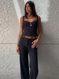 KYLETHOMASW  -  Elegant Woman Outfit Mini Dress 2 Piece Suit Fabric Square Neck Pocket  Vest Hip Package Mini Skirt Chic Lady Office Suit