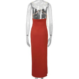 KYLETHOMASW  -  Women's Dresses Spring Summer New Streetwear Fashion Chain Split Maxi Dresses Solid Sexy Backless Sleeveless Lady Dress Clothing