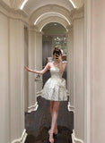 KYLETHOMASW  -  Elegant Bow Mini Dress Women Fairy Party Prom Lace Strapless Dresses Summer Korean Sexy Backless Bodycon A Line Vestidos