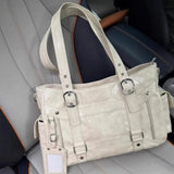 KYLETHOMASW  -  Hot Girl Vintage Studded Tote Bag Women Leather Textured Large Capacity Shoulder Bag Ladies Y2k Aesthetics Commute Crossbody Bag