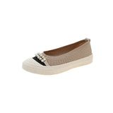 KYLETHOMASW  -  Fashion Shallow Mouth Round Head Women's Single Shoes Spring Autumn New Woven Pearl Bow Thick Soled Low Comfort Loafer Shoe