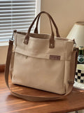 KYLETHOMASW  -  Cloth Handbag Thickened Canvas Shoulder Bag Simple Commuter Student Handheld Crossbody Tote Bags With Zipper