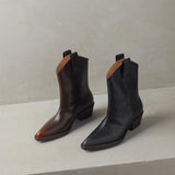 KYLETHOMASW  -  cow leather women ankle boots chunky heel pointed toe booties