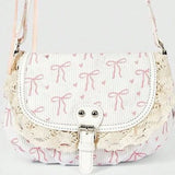 KYLETHOMASW  -  Korean Sweet Cute Bow Lace Shoulder Bag Women Color Block Print Large Capacity Crossbody Bag Ladies Harajuku Versatile Handbag