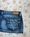 KYLETHOMASW  -  Women Y2K Vintage Blue Washed Denim Mini Skirt Low Rise Metal Button Detail Slim Fit Casual Streetwear Jean Skirt Summer Outfits