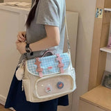 KYLETHOMASW  -  Y2k Transparent Ita Bag Kawaii Large Capacity Mochila Plaid Mochilas Mujer Bolsas Bags for Woman  Student School Backpack