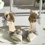 KYLETHOMASW  -  high heels for woman green purple wedding heels bow bridal heels designer shoes Lolita cosplay heels y2k heels rose