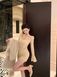 KYLETHOMASW  -  Woman Dress Sexy Flare Long Sleeve Elegant Slim Bandage Autumn New Fashion Party Mini Dresses Female Club Casual