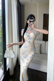 KYLETHOMASW  -  Chinese Style Jacquard Cheongsam Dress Women's Summer Sexy Short-sleeved Slim Fit Hip Wrap Long Dress Female Clothes