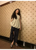 KYLETHOMASW  -  New Chinese Style Vintage Jacquard Stand up Collar Flower Bud Tank Top Women Clothing Summer Striped Slim Sleeveless Women Tops