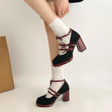 KYLETHOMASW  -  Designer New Spring Thick Heel Women Mary Jane Shoes Butterfly-knot Buckle Strap Shoes Ladies Elegant Party Dress Pumps